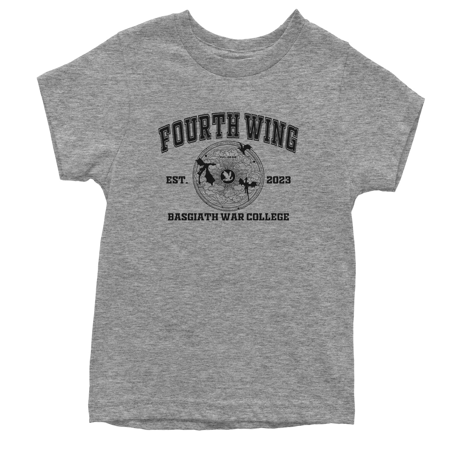 Fourth Wing Basgiath War College Youth T-shirt Heather Grey