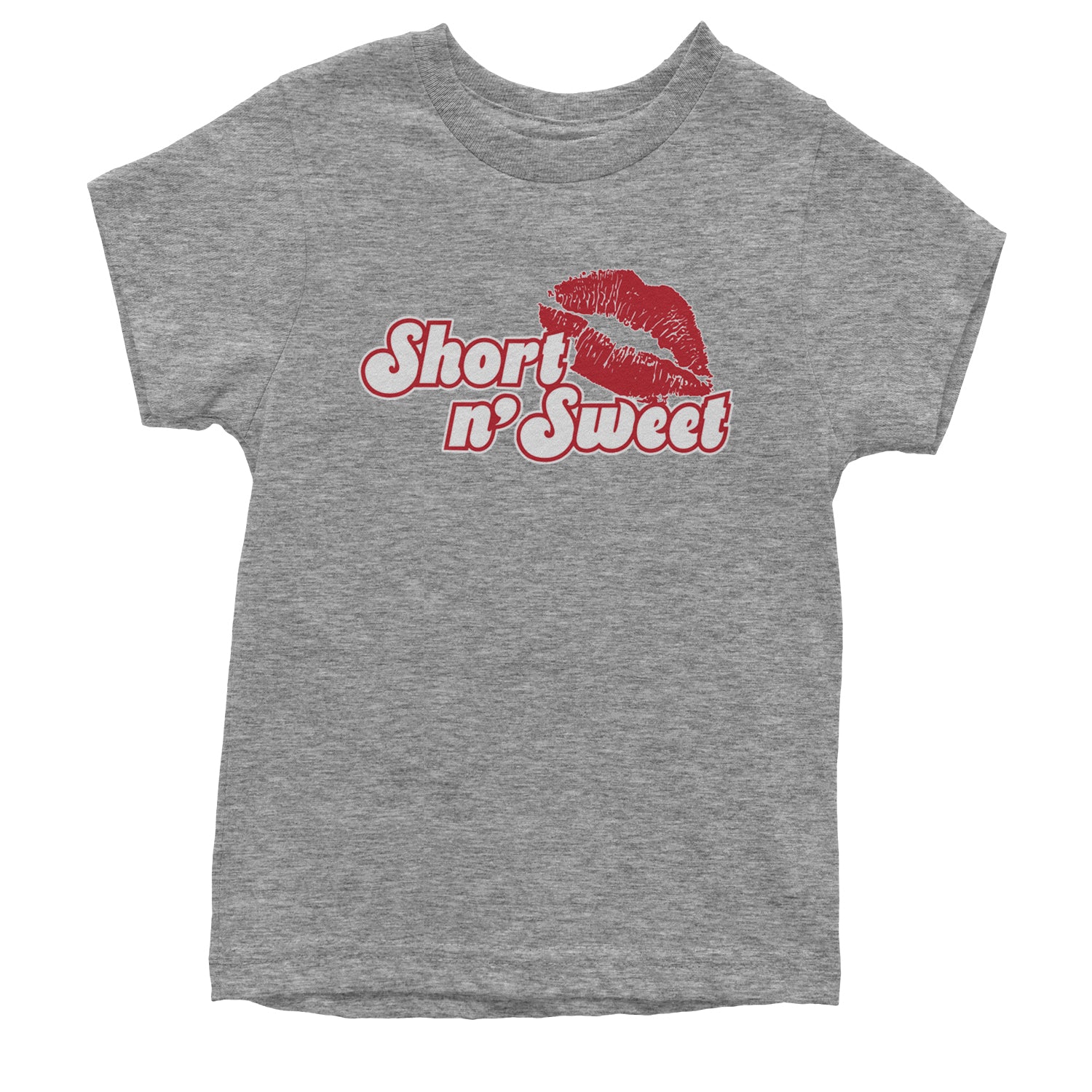 Short N' Sweet Red Lips Youth T-shirt Heather Grey