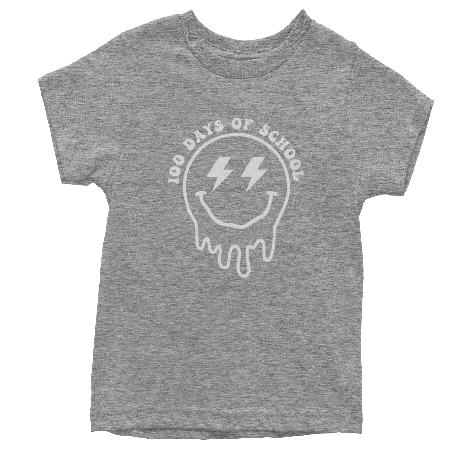 Melting Smile Face 100 Days Of School Youth T-shirt Heather Grey