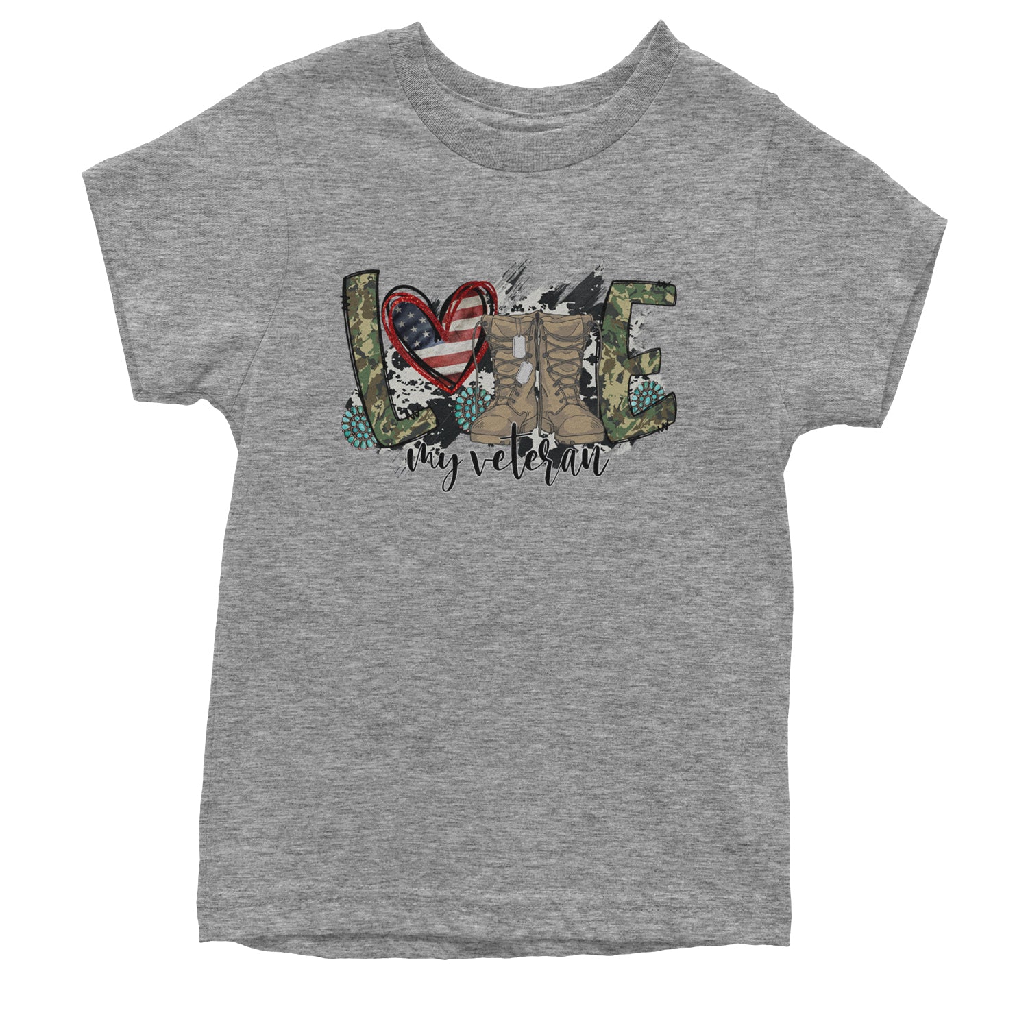 Love My Veteran Honor Veterans Day Youth T-shirt Heather Grey