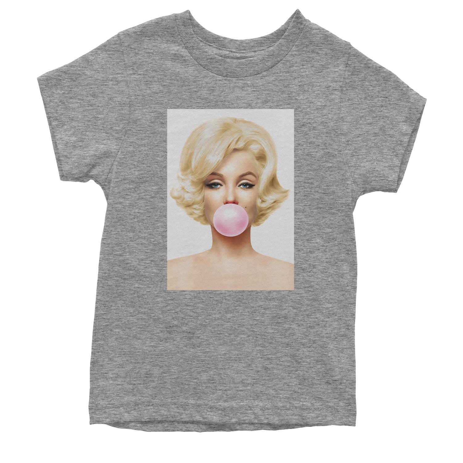 Ms. Monroe Pink Bubble Gum American Icon Youth T-shirt Heather Grey