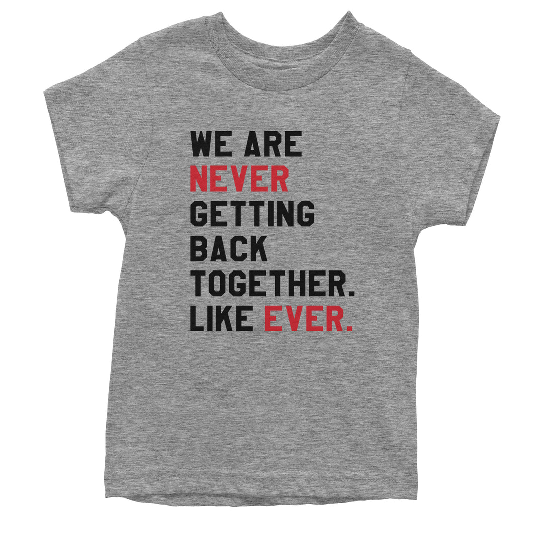 We Are Never Getting Back Together TTPD Eras Outfit Youth T-shirt Heather Grey