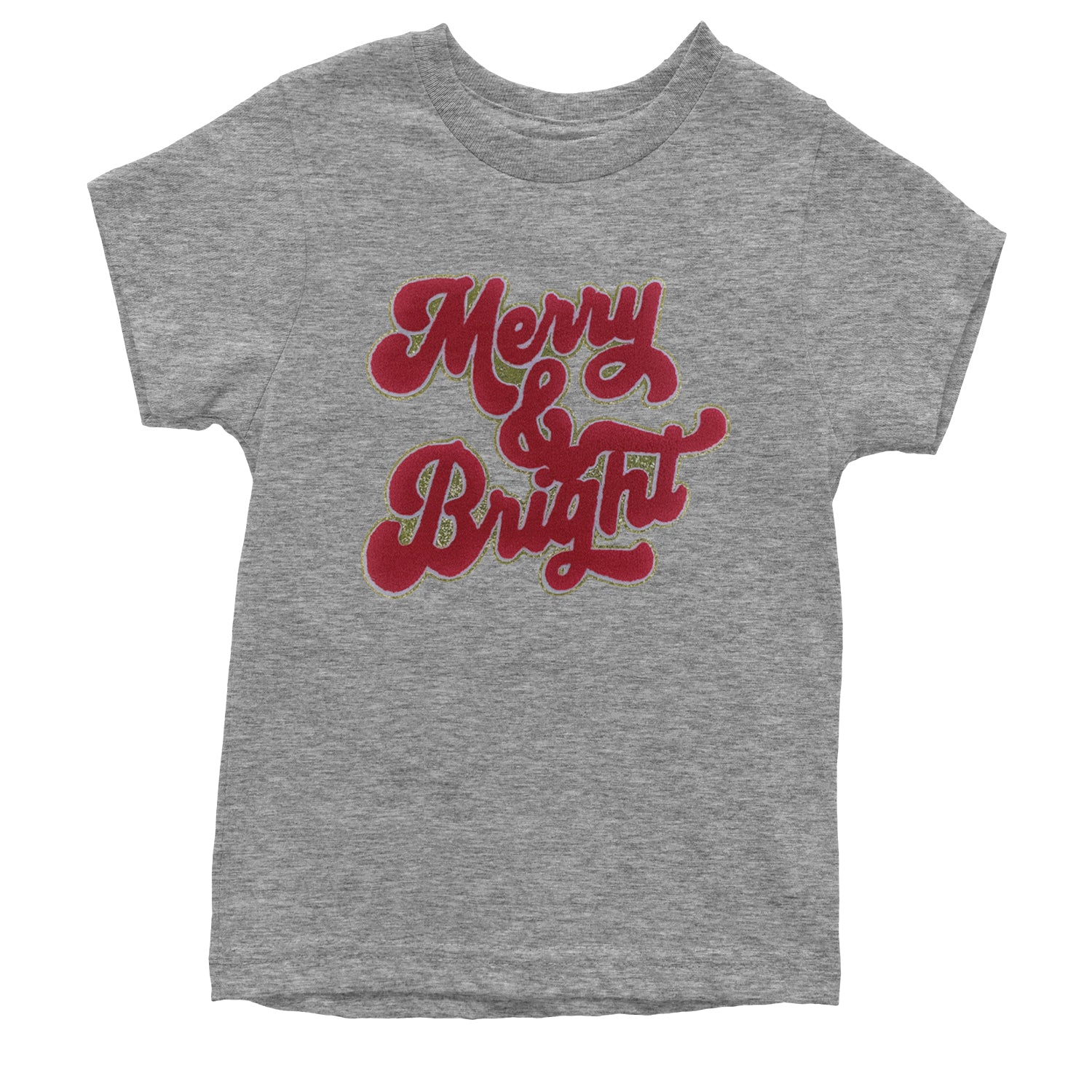 Merry & Bright Chenille Glitter Youth T-shirt Heather Grey