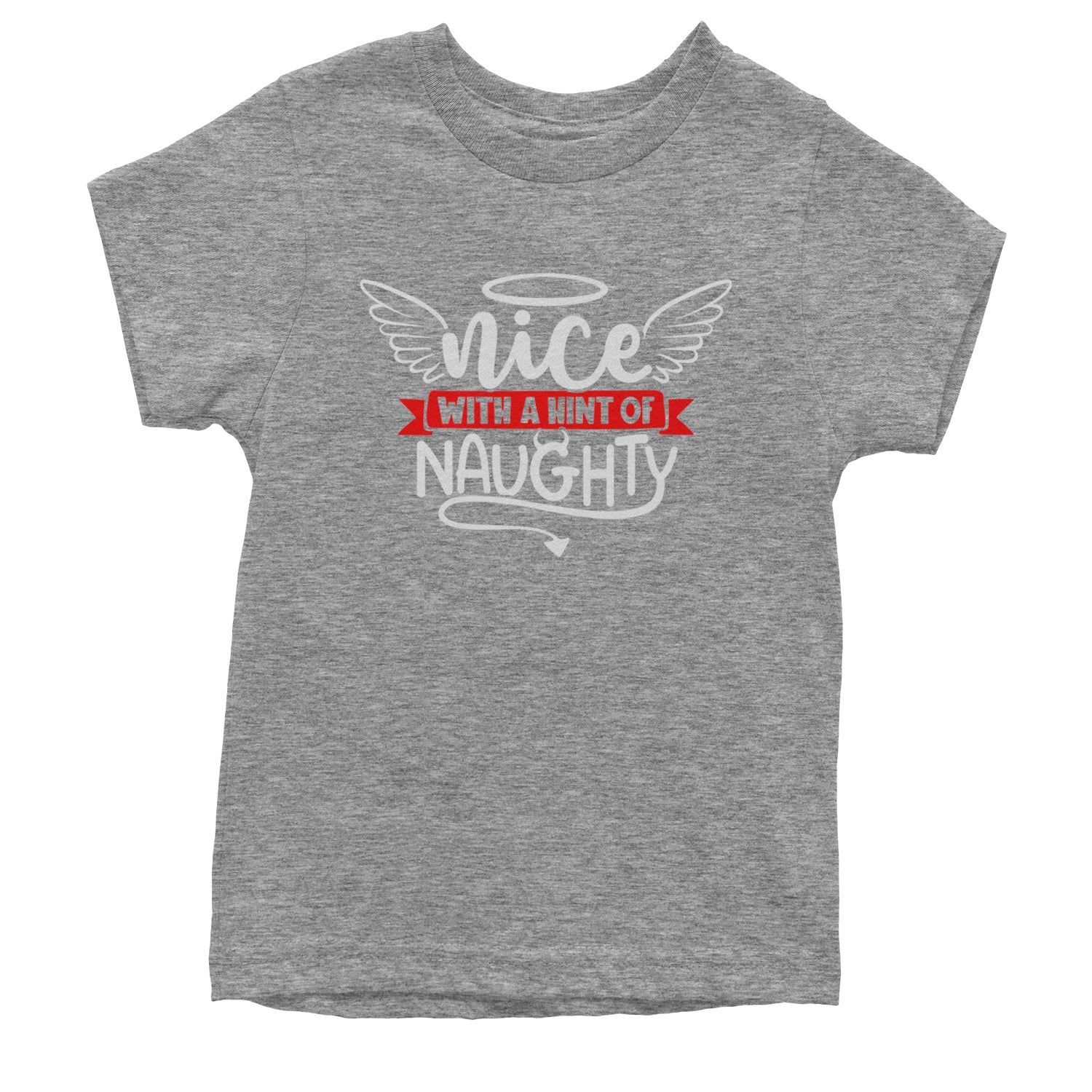 Nice with a Hint of Naughty Christmas Youth T-shirt Heather Grey