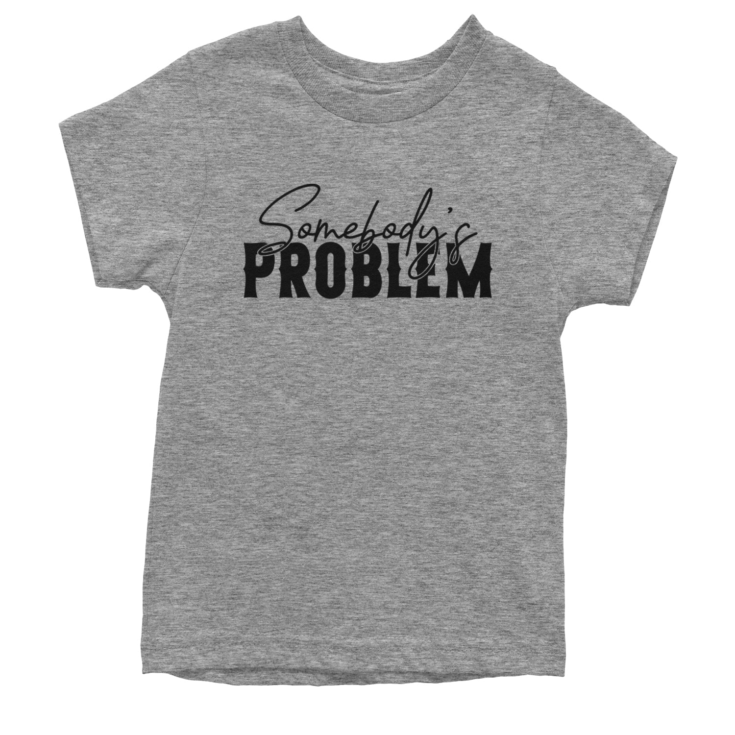 Somebody's Problem Country Music Western Youth T-shirt Heather Grey