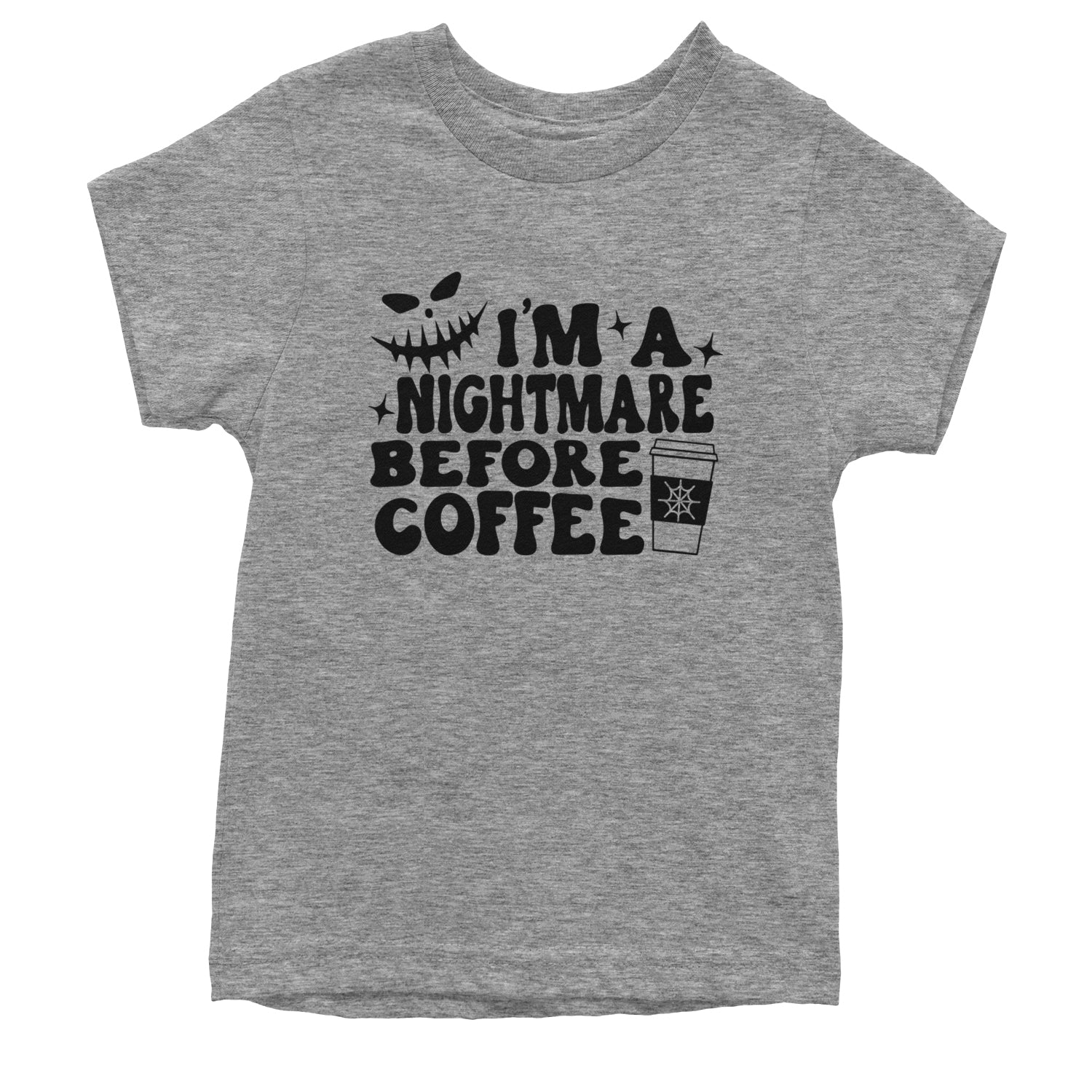 I'm A Nightmare Before Coffee Youth T-shirt Heather Grey