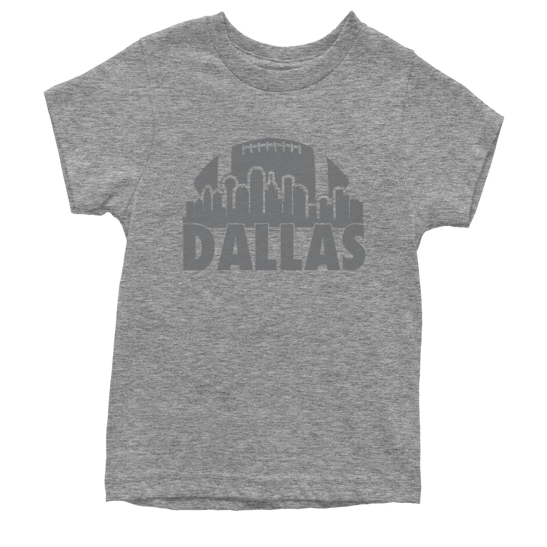 Dallas Texas Skyline Youth T-shirt Heather Grey