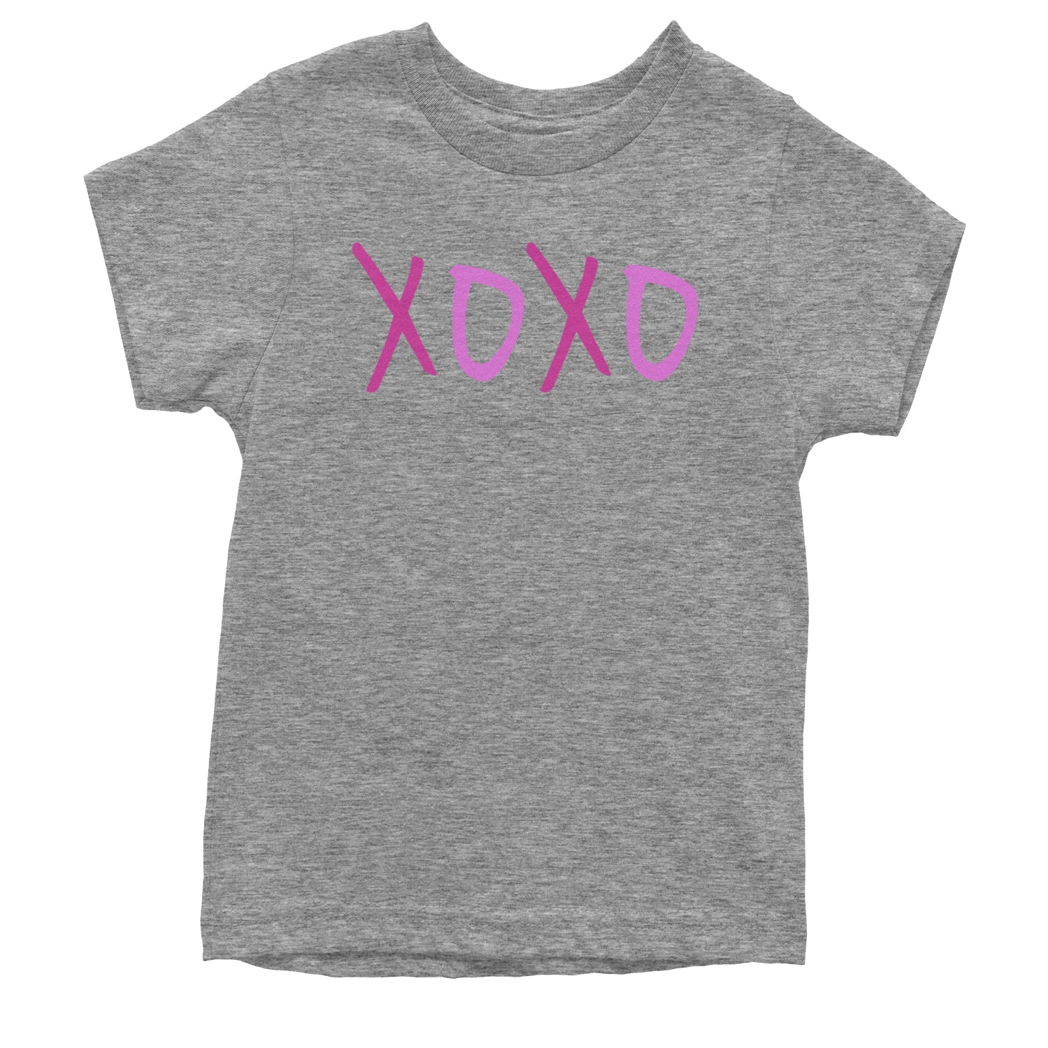 XOXO Pink Print Youth T-shirt Heather Grey