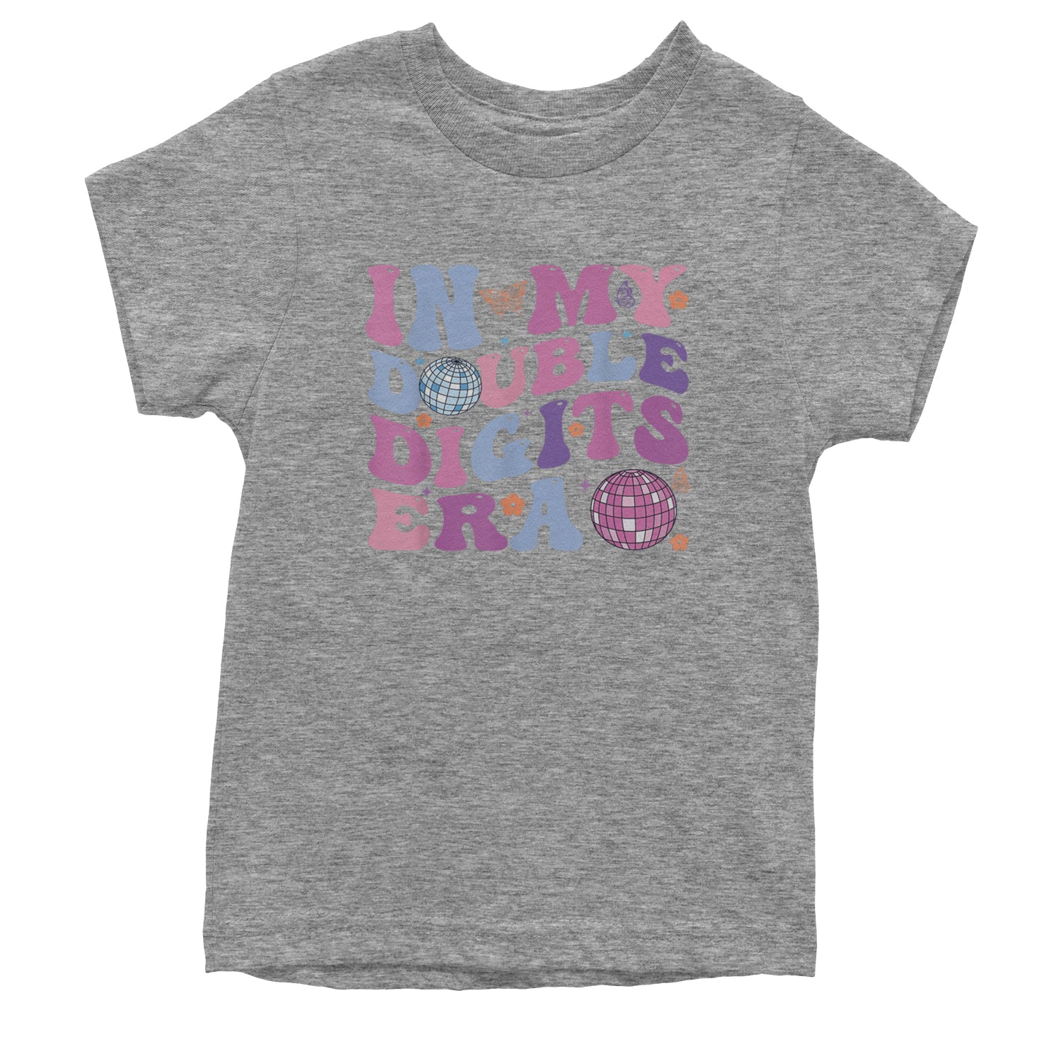 In My Double Digits Era Retro 10 Year Old 10th Birthday Youth T-shirt Heather Grey