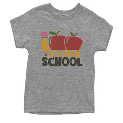 100 Days Of School Apple Pencil Youth T-shirt Heather Grey