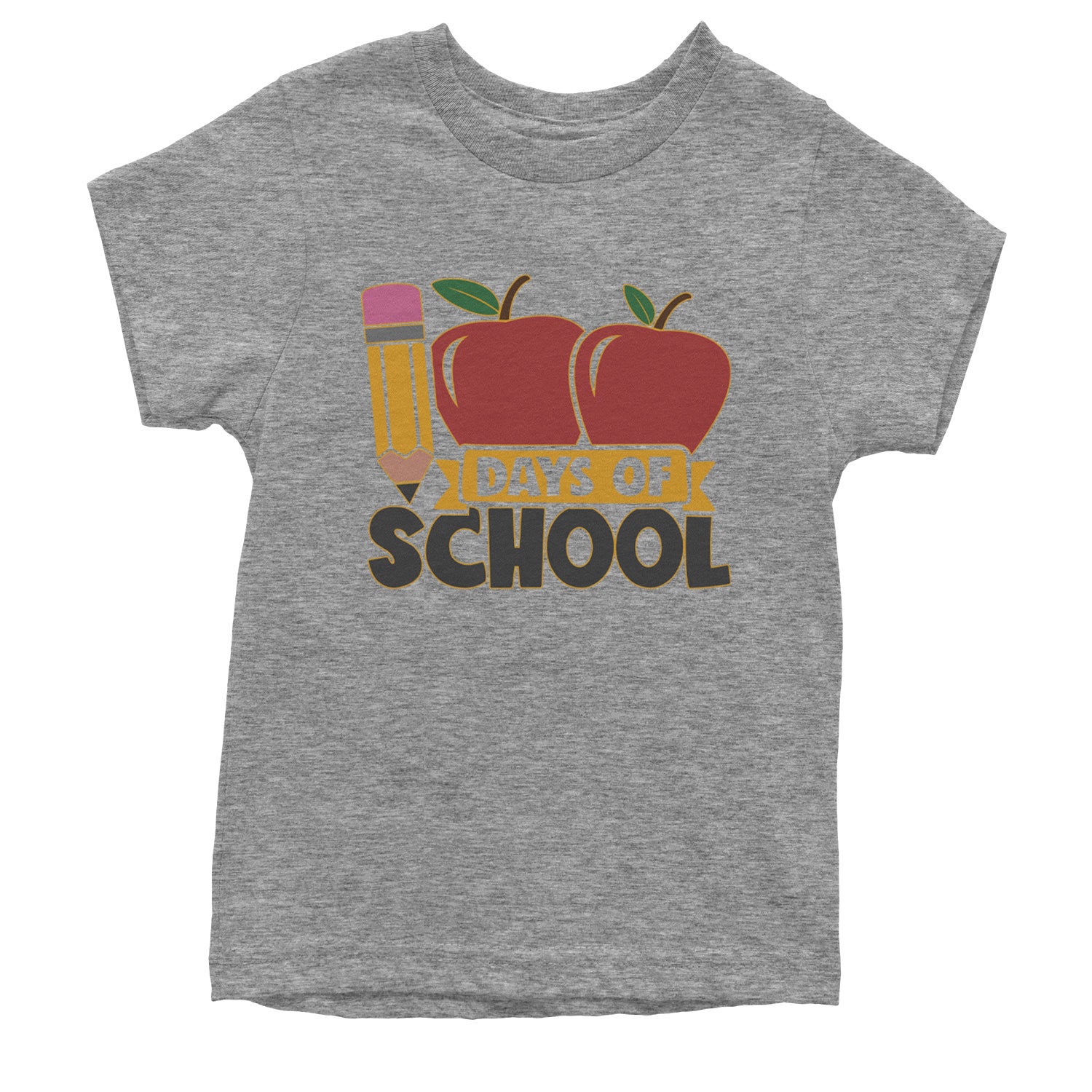 100 Days Of School Apple Pencil Youth T-shirt Heather Grey