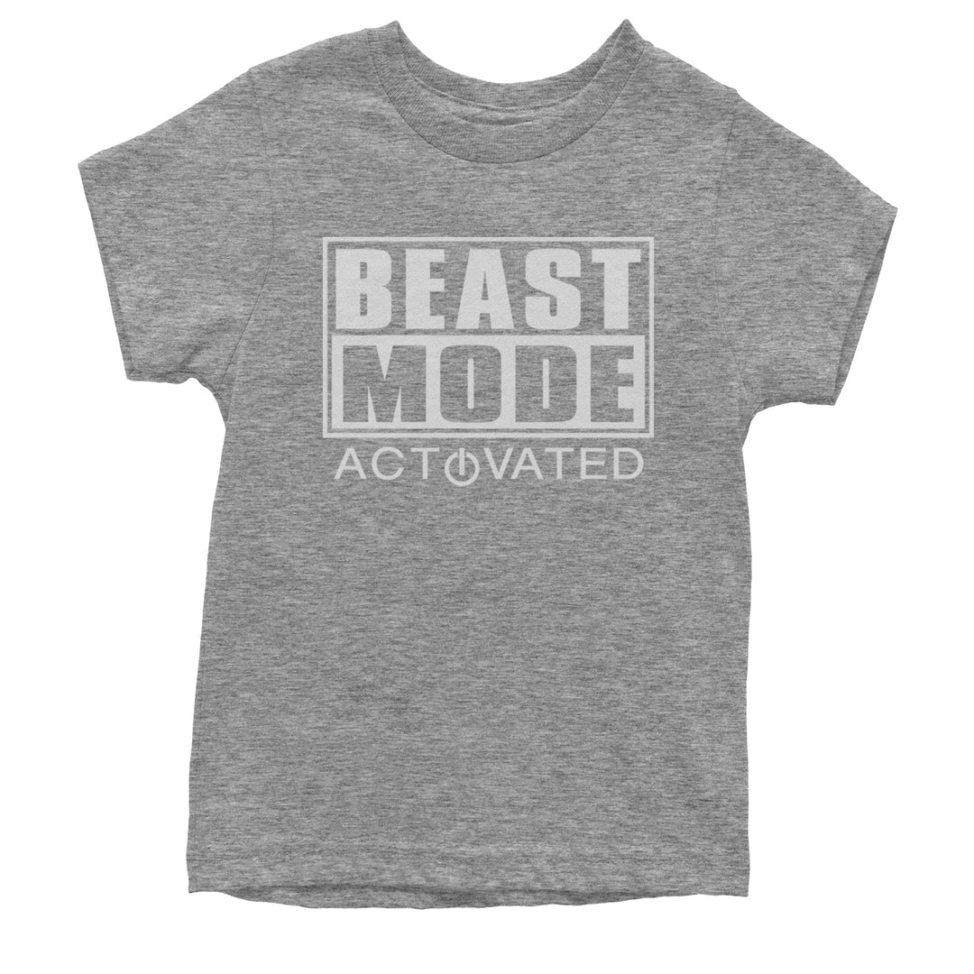 Activated Beast Mode Workout Gym Clothing Youth T-shirt Heather Grey