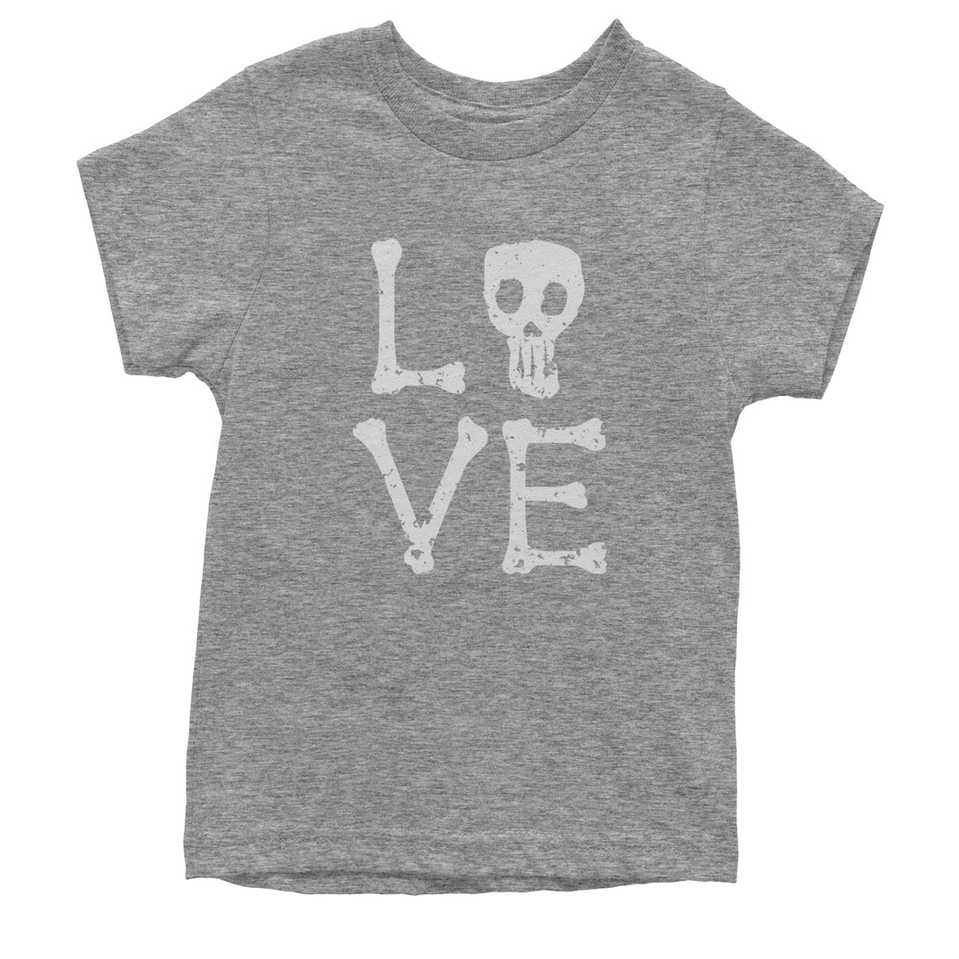 Love Skeleton Bones Youth T-shirt Heather Grey