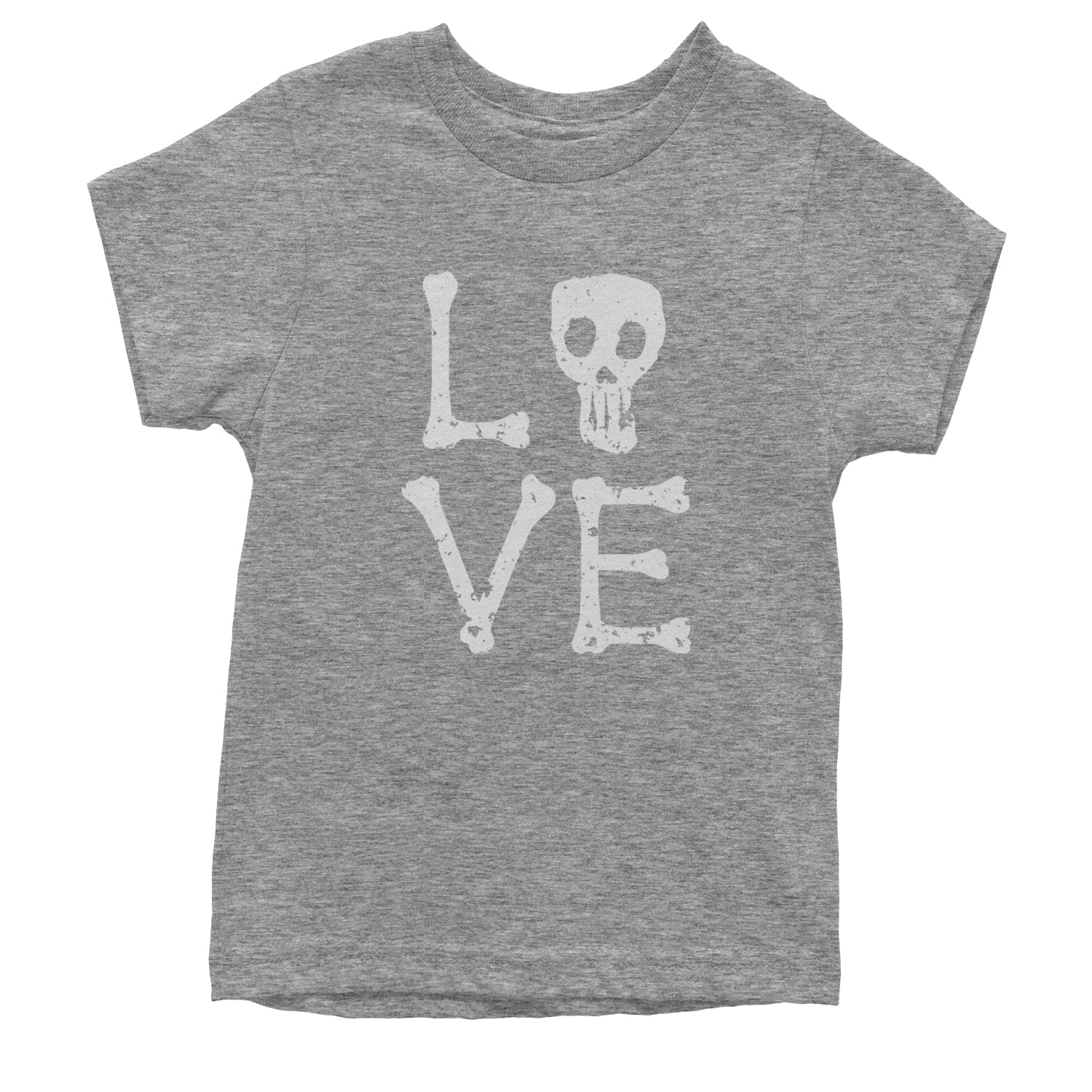 Love Skeleton Bones Youth T-shirt Heather Grey