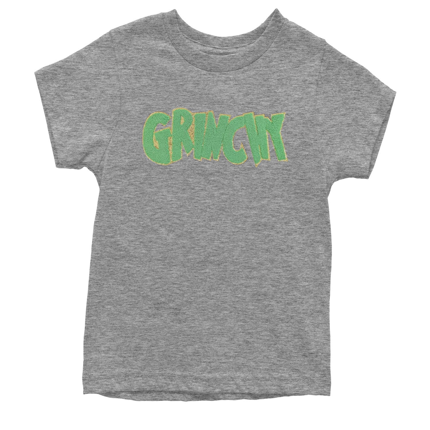 Green Gr-nchy Chenille Patch Youth T-shirt Heather Grey