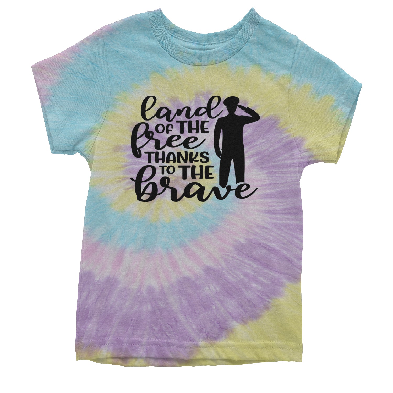 Land Of The Free Thanks To The Brave Veterans Youth T-shirt Tie-Dye Jellybean