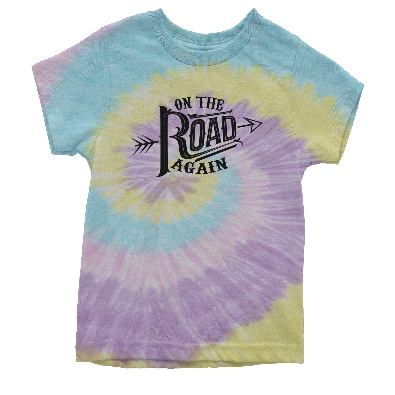 On The Road Again Hippy Country Music Youth T-shirt Tie-Dye Jellybean
