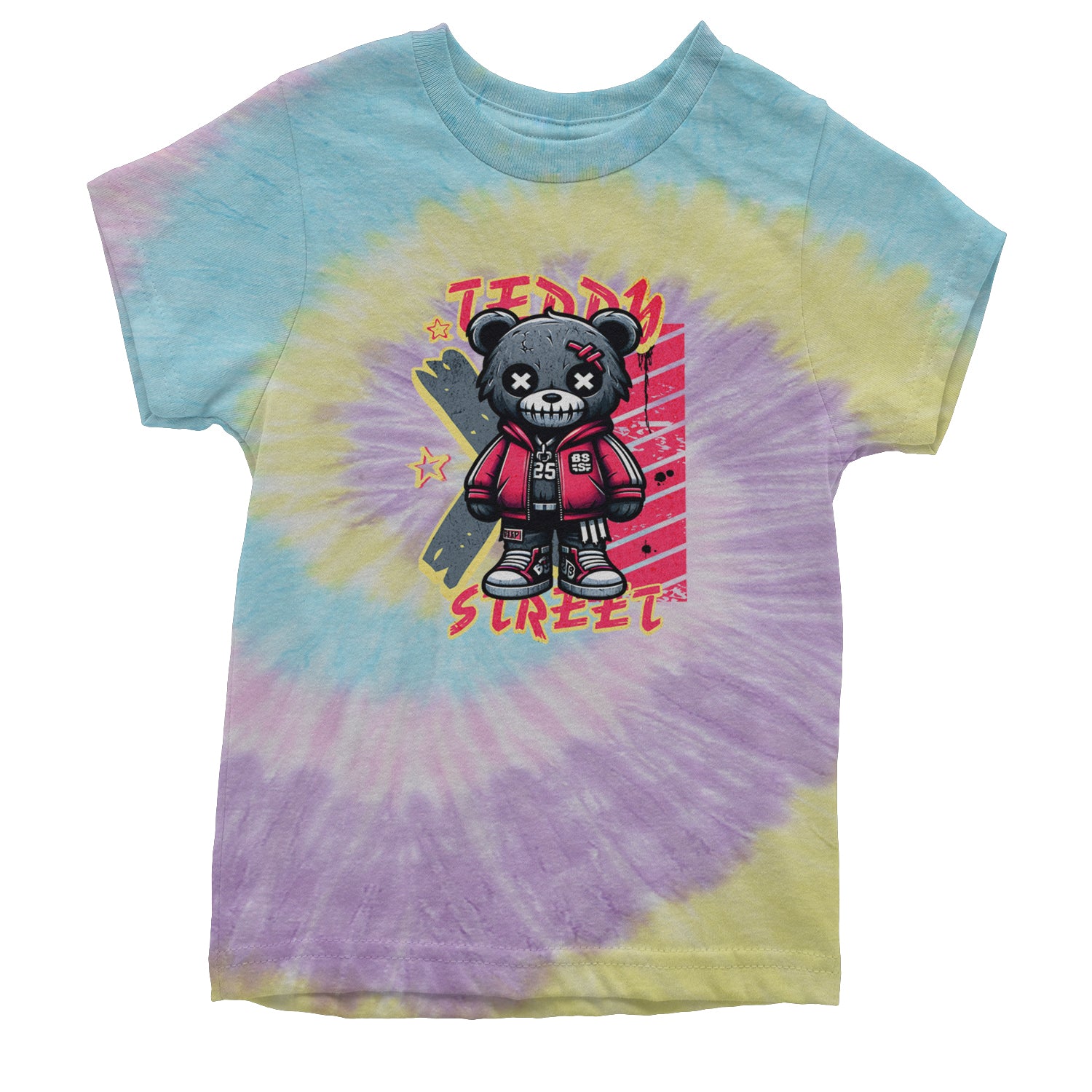 Teddy Attitude Urban Graffiti Bear Youth T-shirt Tie-Dye Jellybean