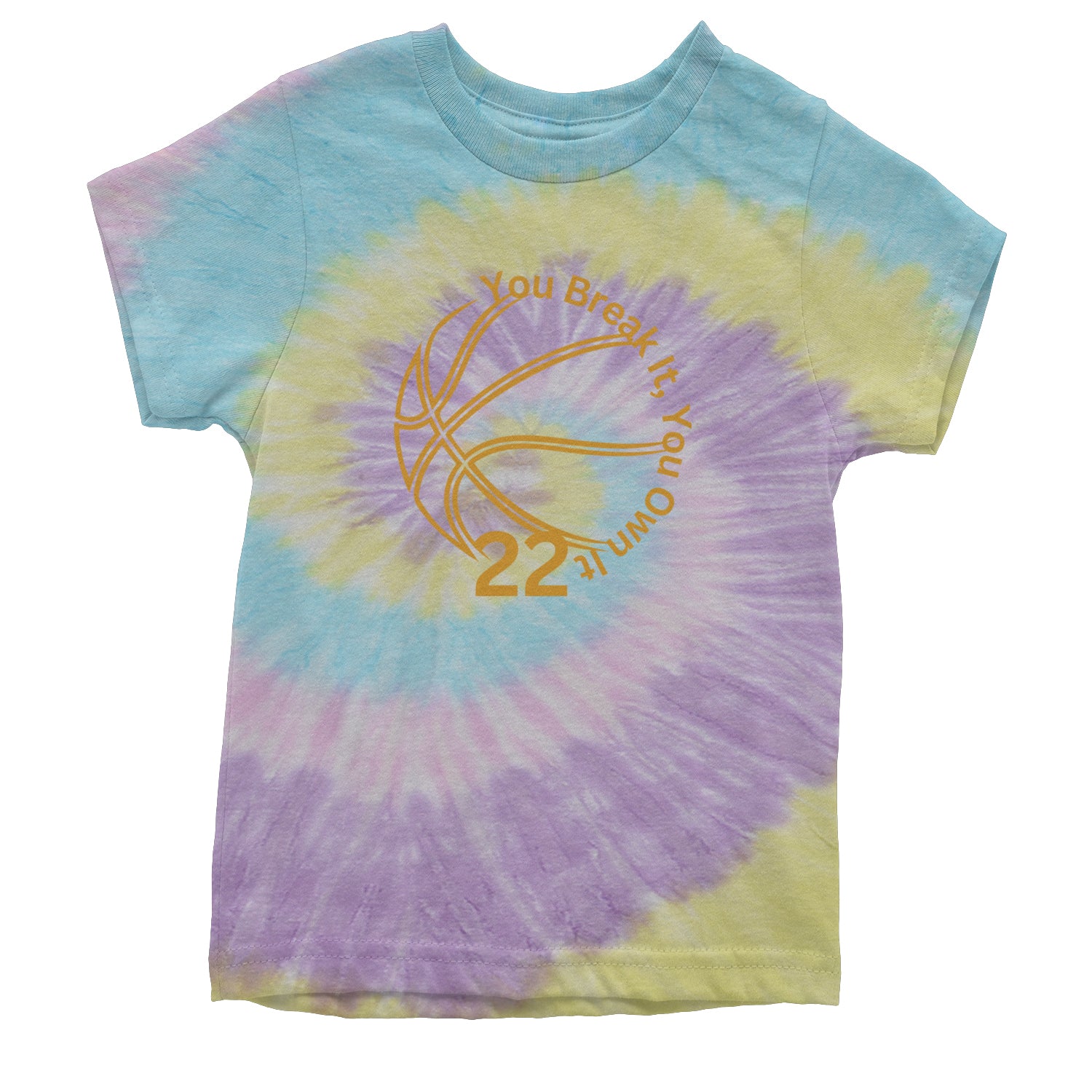 You Break It You Own It 22 Basketball Youth T-shirt Tie-Dye Jellybean