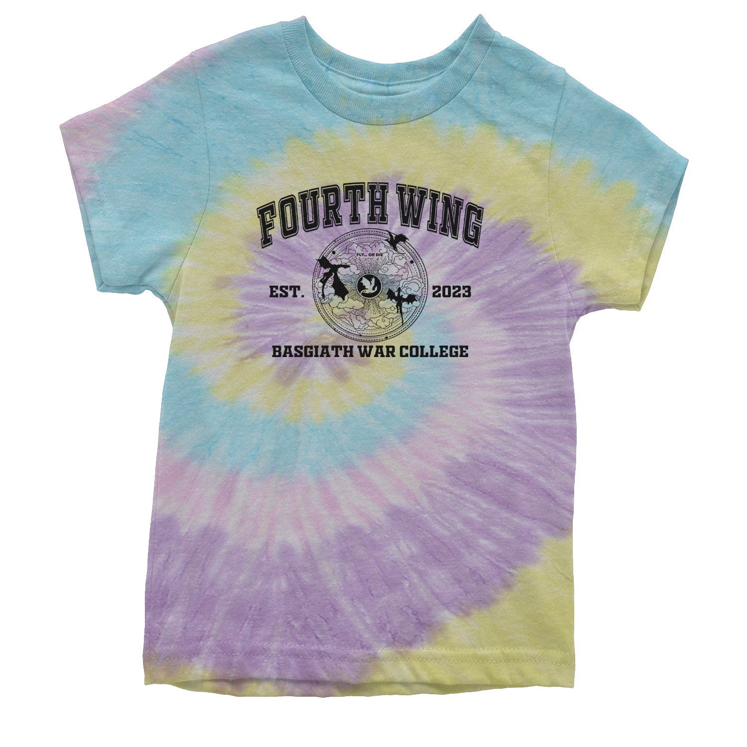 Fourth Wing Basgiath War College Youth T-shirt Tie-Dye Jellybean