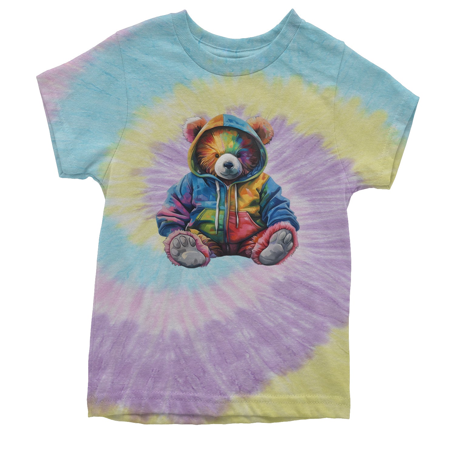 Rainbow Streetwear Urban Graffiti Bear Youth T-shirt Tie-Dye Jellybean