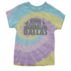 Dallas Texas Skyline Youth T-shirt Tie-Dye Jellybean