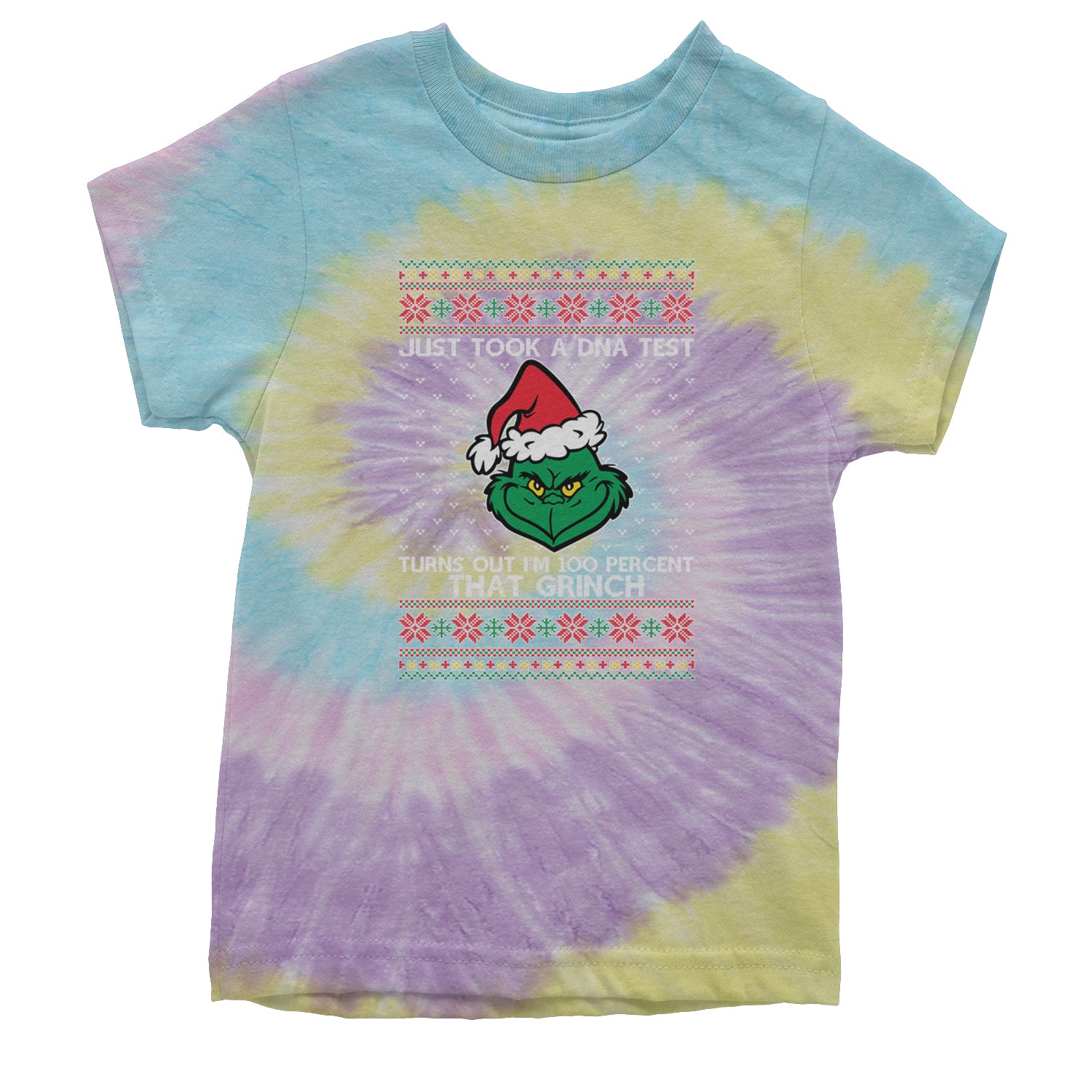 One Hundred Percent That Gr-nch Ugly Christmas Youth T-shirt Tie-Dye Jellybean