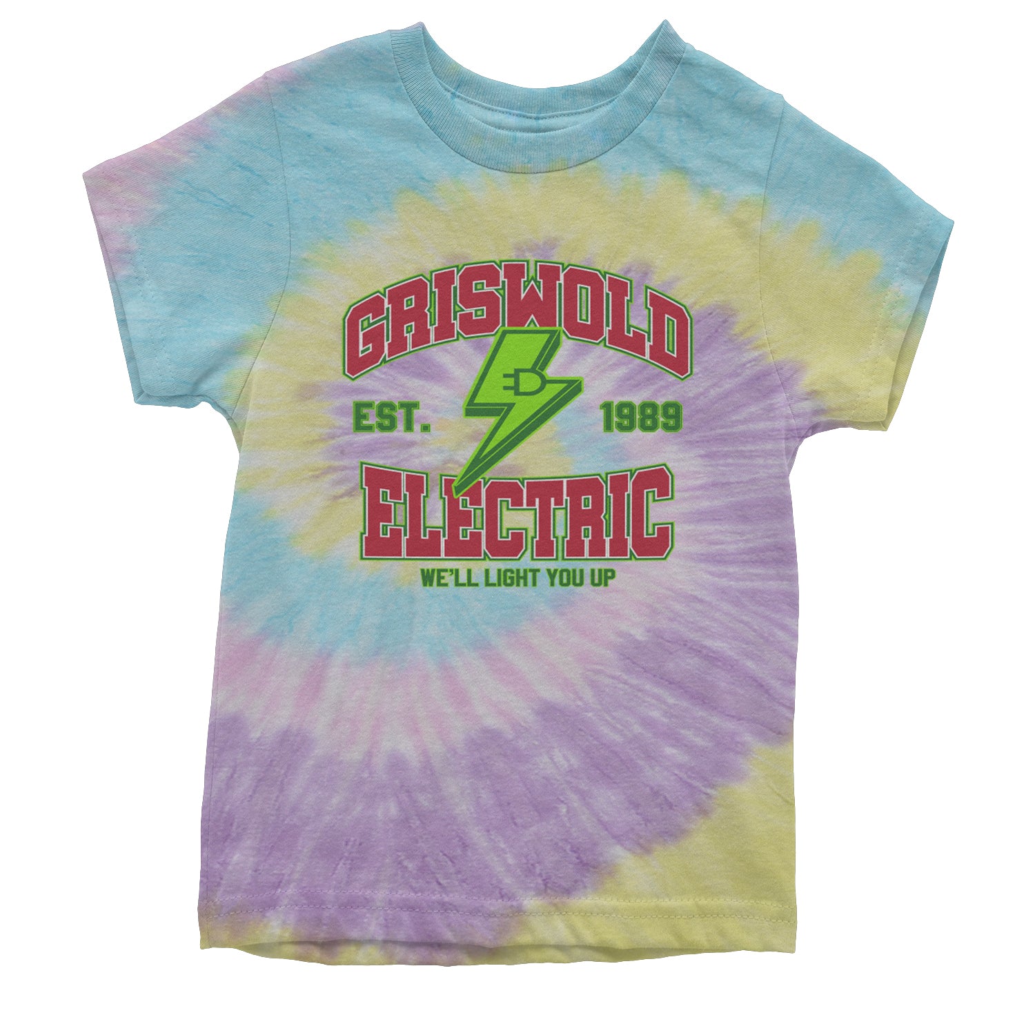 Griswold Electric We'll Light You Up Youth T-shirt Tie-Dye Jellybean