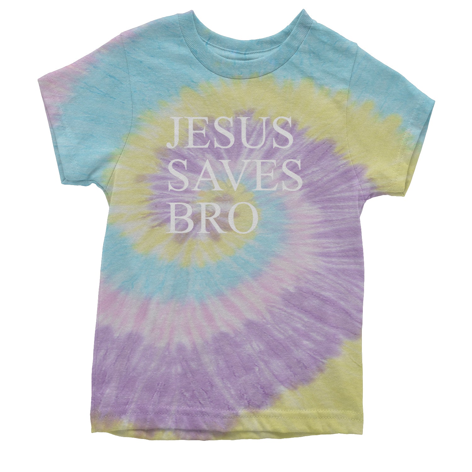 Jesus Saves Bro  Youth T-shirt Tie-Dye Jellybean