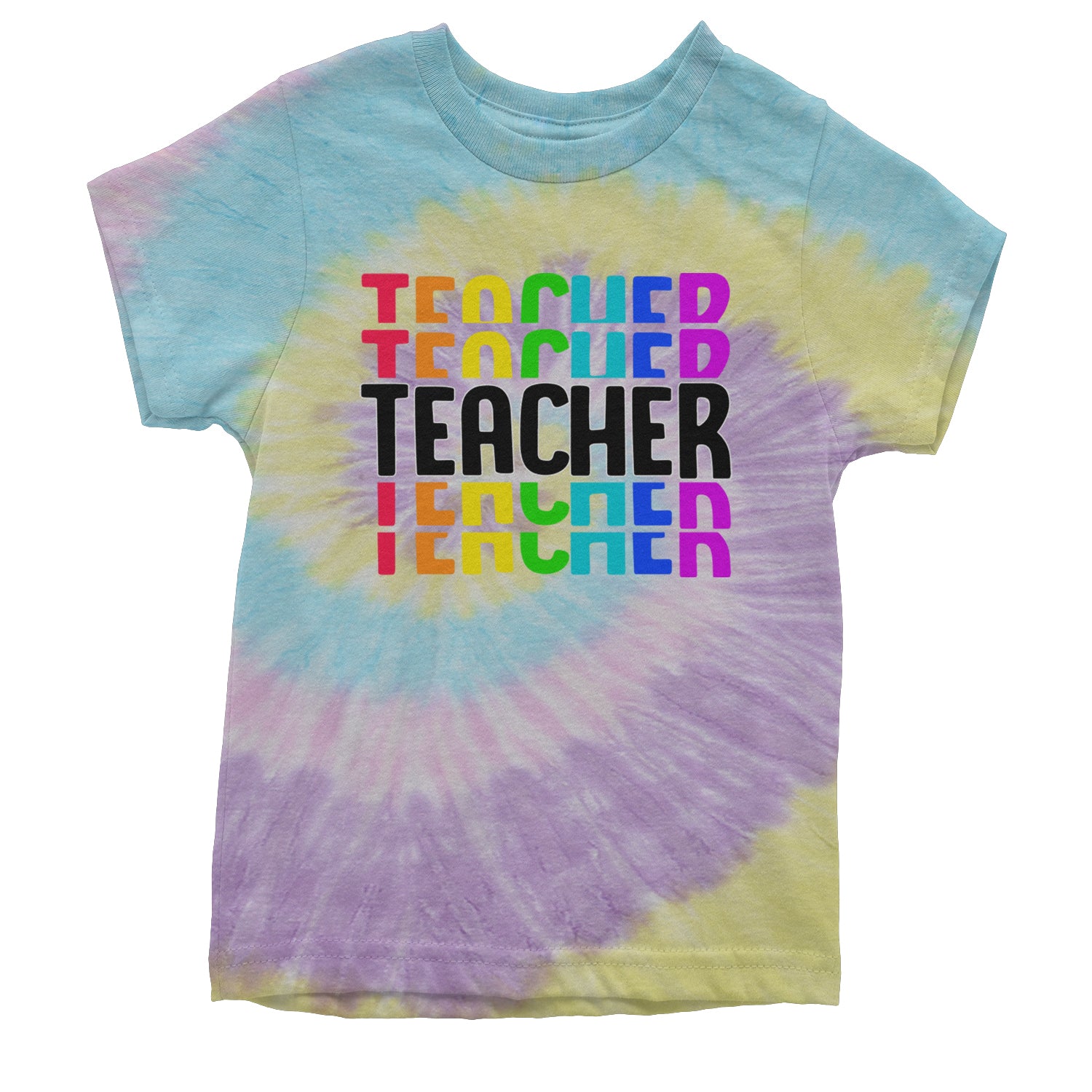 Teacher Repeated Rainbow Pattern Youth T-shirt Tie-Dye Jellybean