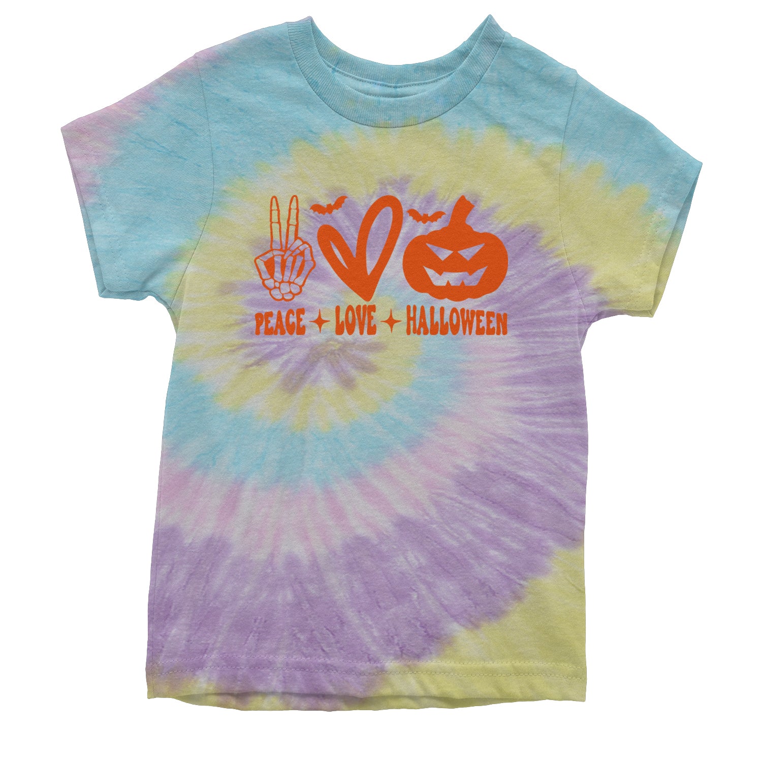 Peace, Love and Halloween Youth T-shirt Tie-Dye Jellybean