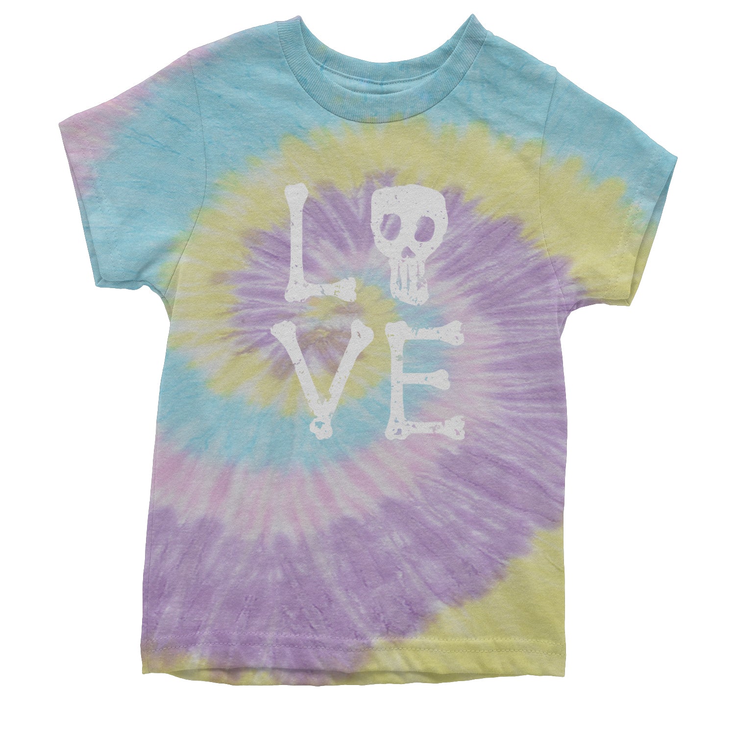 Love Skeleton Bones Youth T-shirt Tie-Dye Jellybean