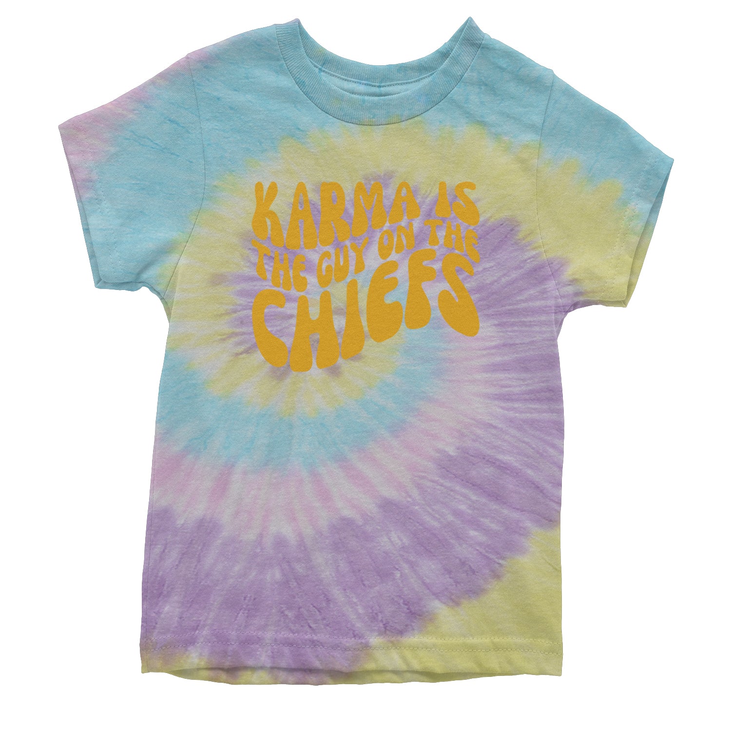 Karma Is The Guy On The Chiefs Boyfriend Youth T-shirt Tie-Dye Jellybean