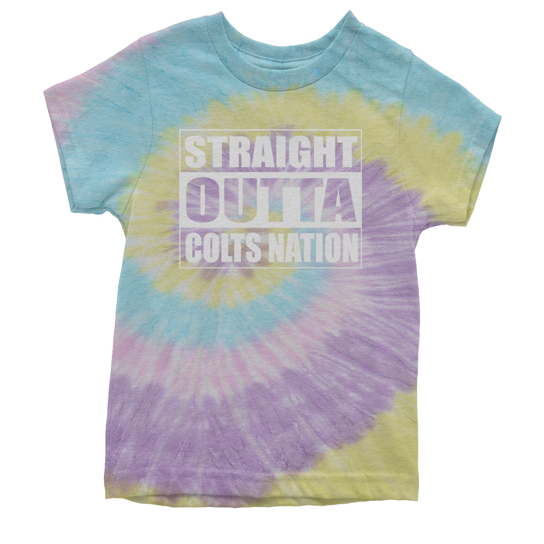 Straight Outta Colts Nation Football  Youth T-shirt Tie-Dye Jellybean