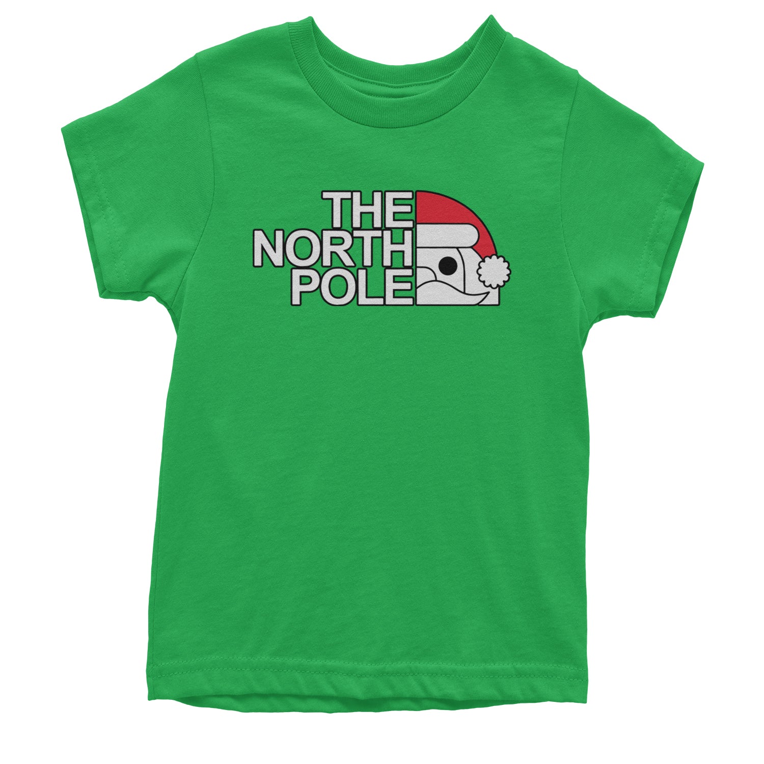 The North Pole Santa Face Youth T-shirt Kelly Green