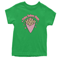 Fries Before Guys graphic on Kids' Heavyweight Cotton T-Shirt in Kelly Green