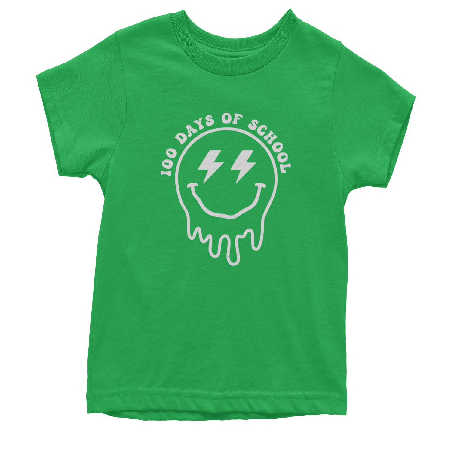 Melting Smile Face 100 Days Of School Youth T-shirt Kelly Green