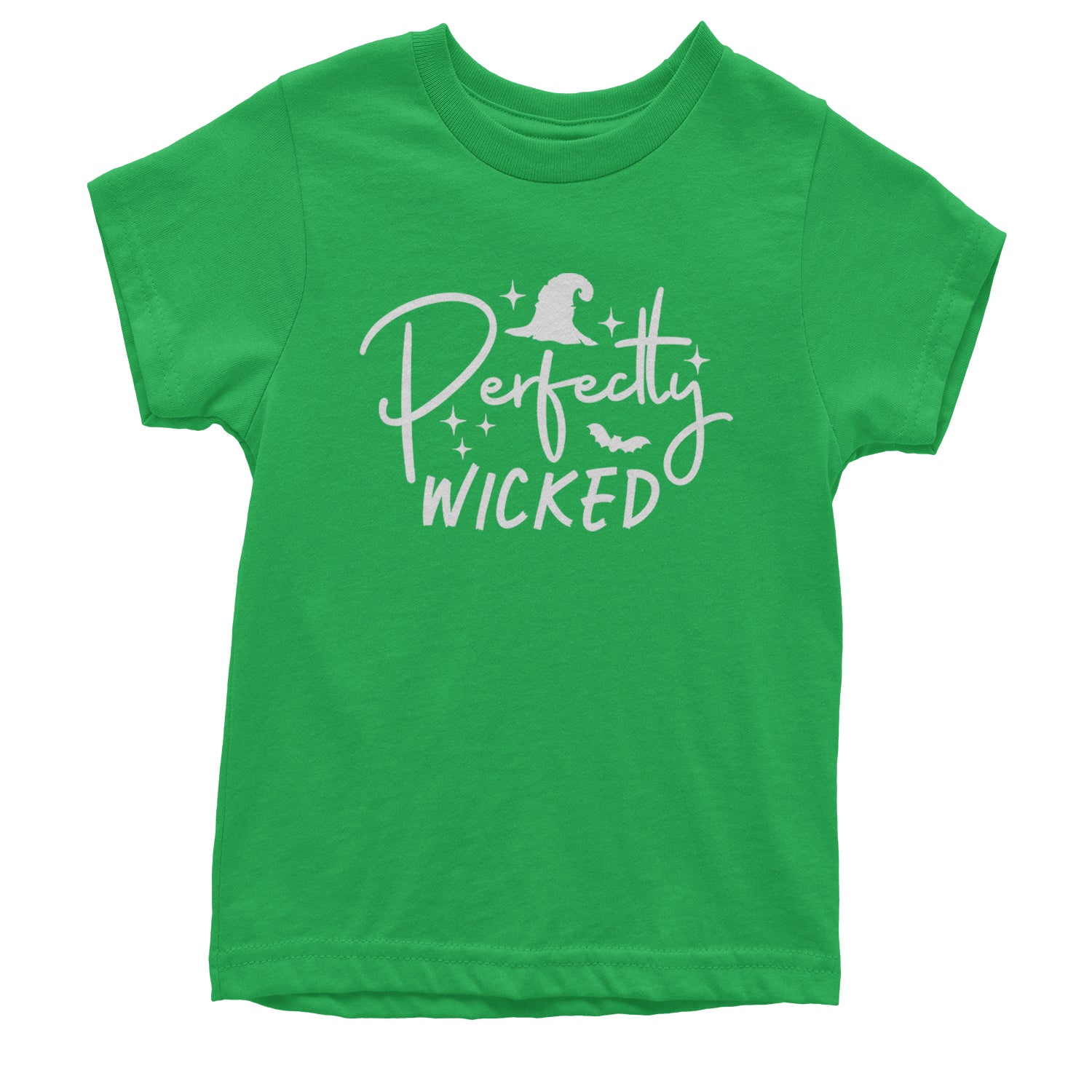 Perfectly Wicked Witchy Halloween Youth T-shirt Kelly Green