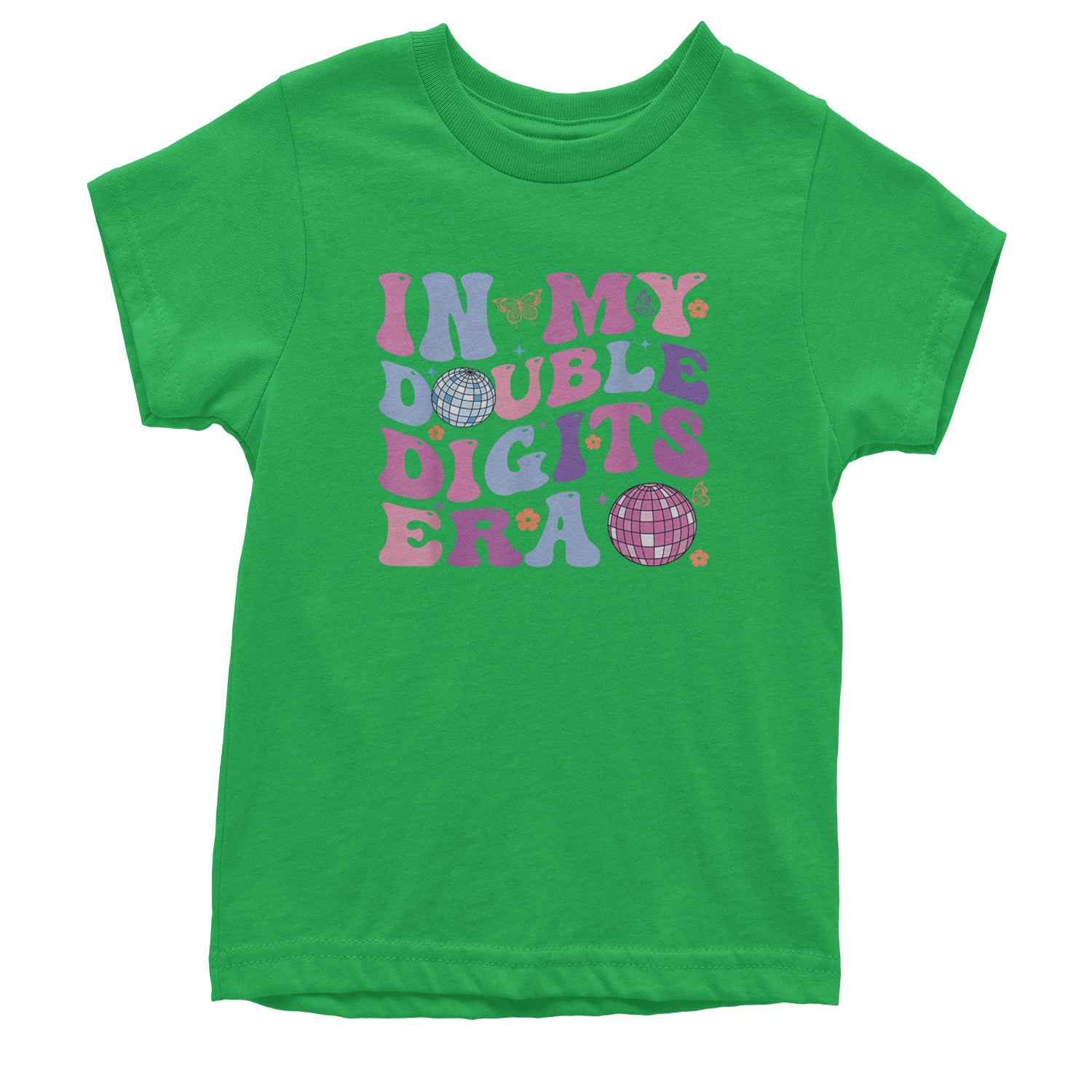 In My Double Digits Era Retro 10 Year Old 10th Birthday Youth T-shirt Kelly Green