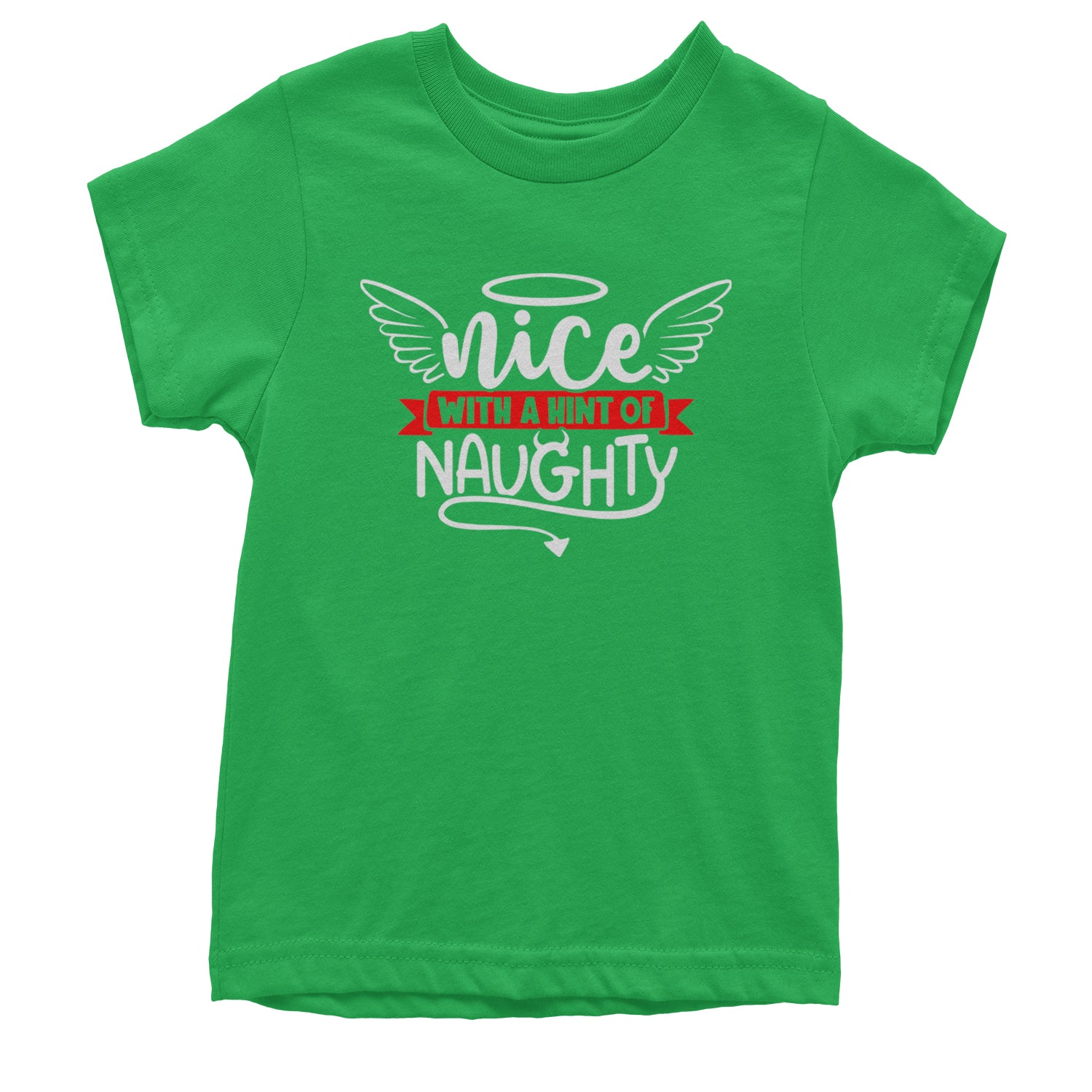 Nice with a Hint of Naughty Christmas Youth T-shirt Kelly Green