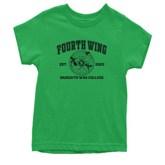Fourth Wing Basgiath War College Youth T-shirt Kelly Green