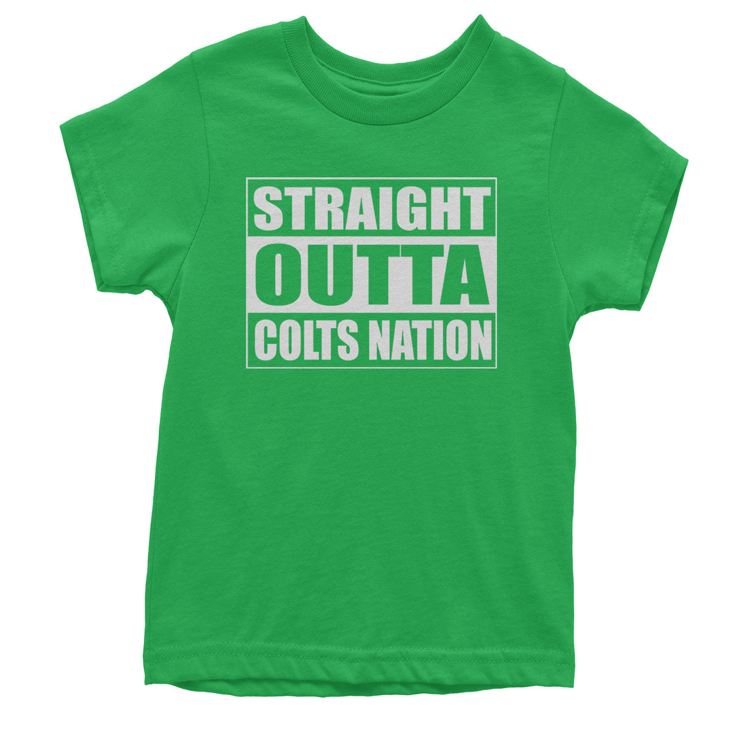Straight Outta Colts Nation Football  Youth T-shirt Kelly Green