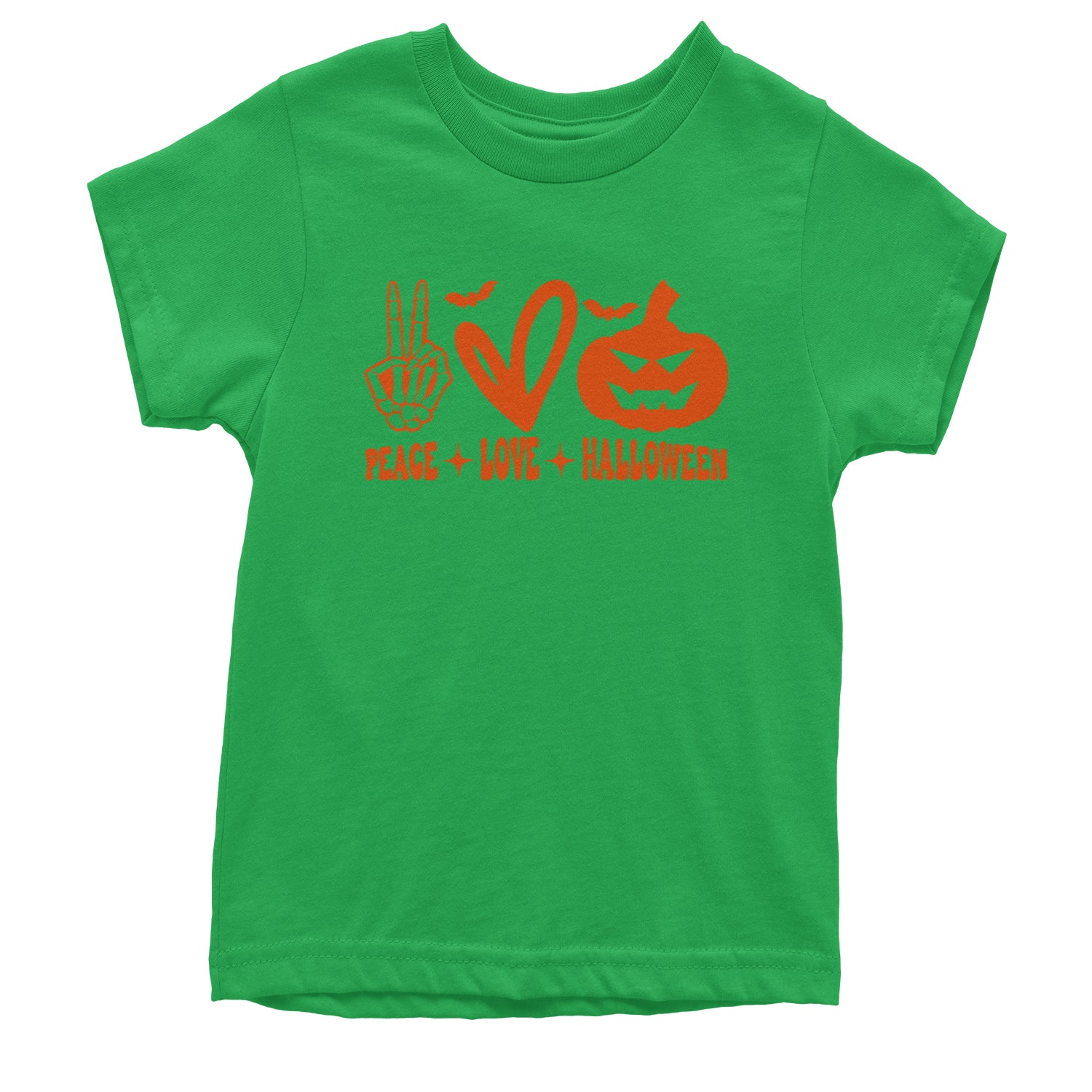 Peace, Love and Halloween Youth T-shirt Kelly Green