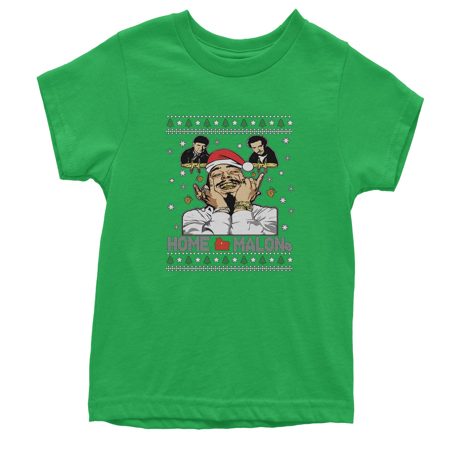 Home Malone Ugly Christmas Youth T-shirt Kelly Green