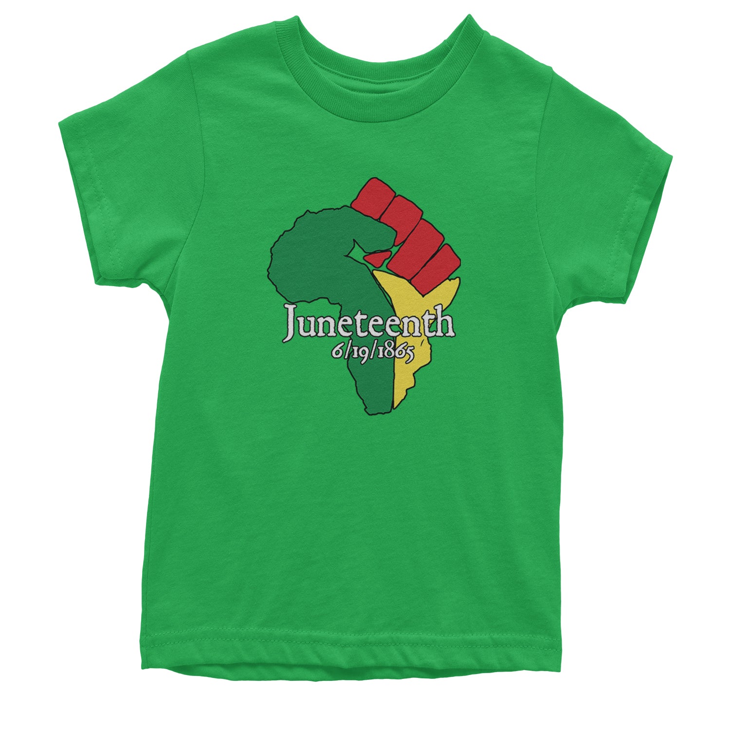 Juneteenth Raised Fist Africa Celebrate Emancipation Day Youth T-shirt Kelly Green