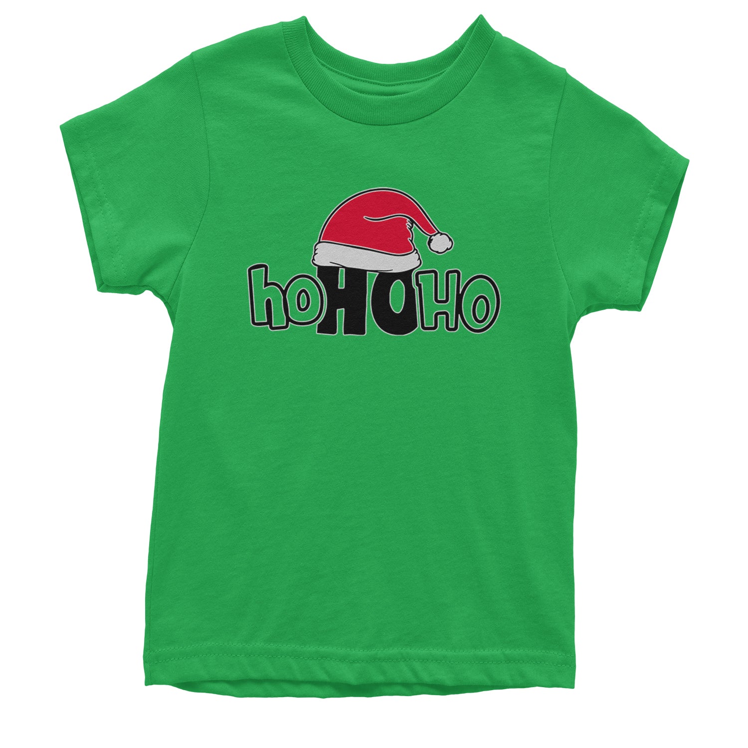 Ho Ho Ho Santa Christmas Hat Youth T-shirt Kelly Green