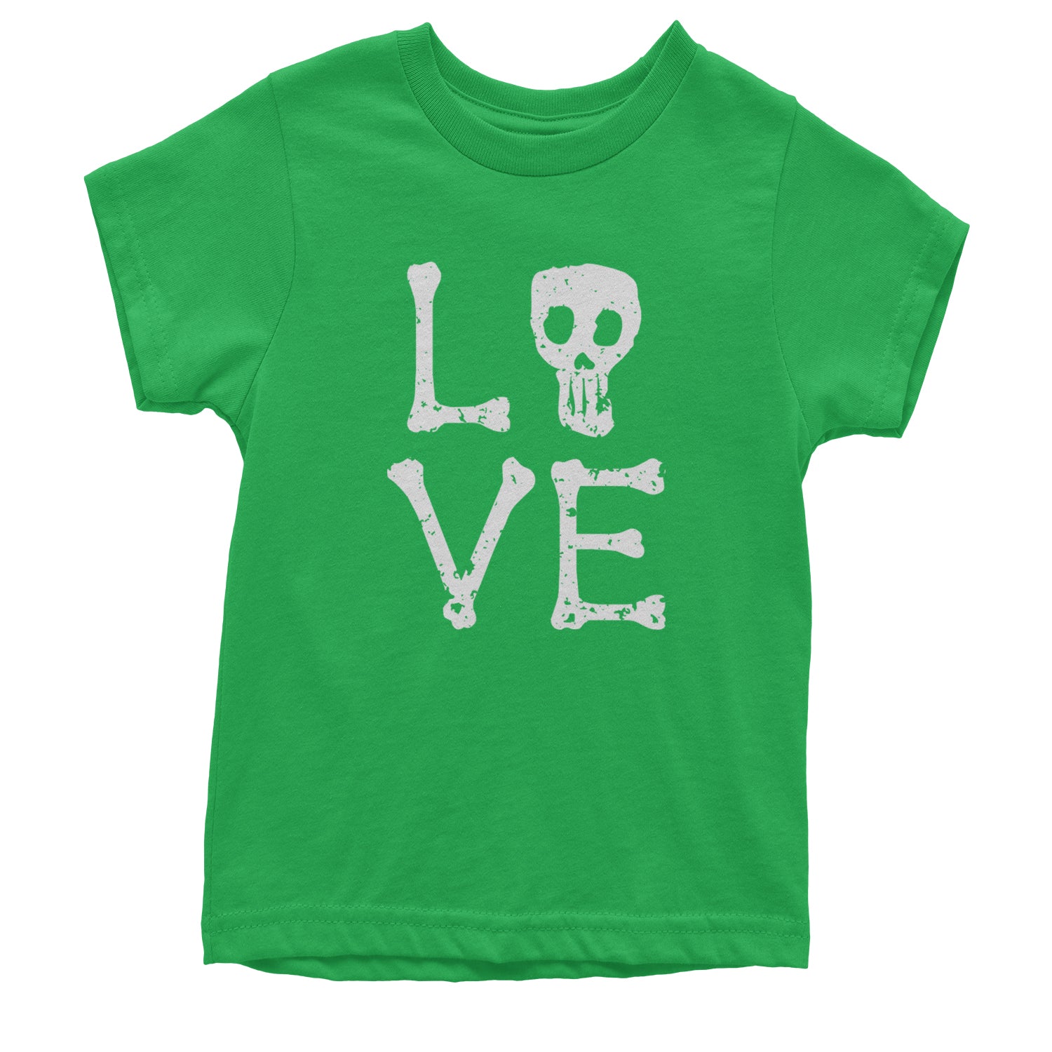 Love Skeleton Bones Youth T-shirt Kelly Green