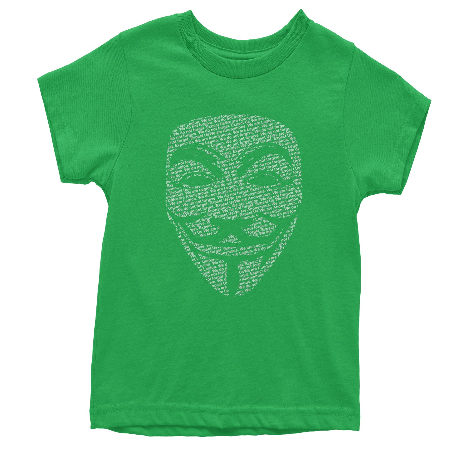 V For Vendetta Anonymous Mask Youth T-shirt Kelly Green