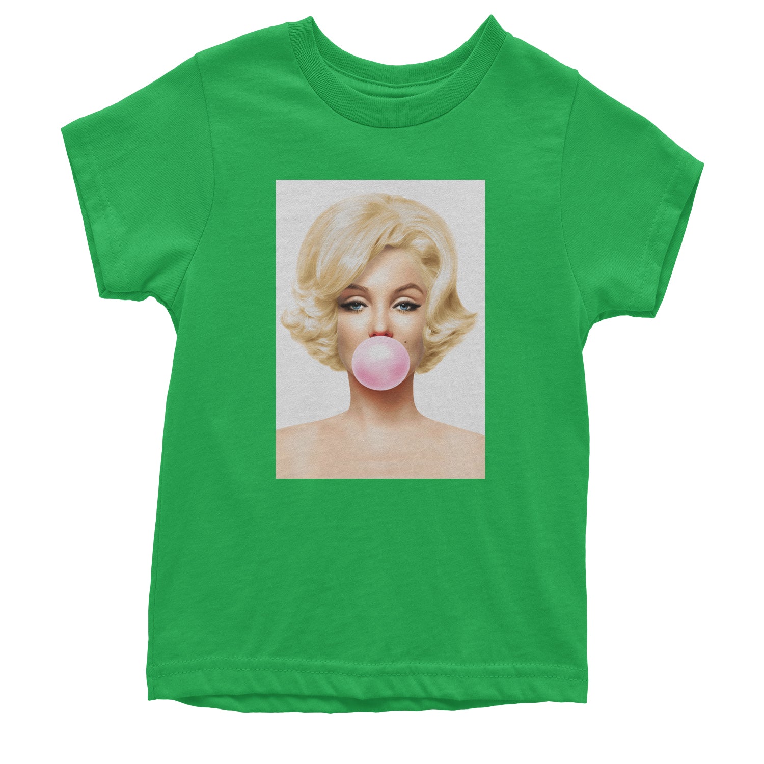 Ms. Monroe Pink Bubble Gum American Icon Youth T-shirt Kelly Green