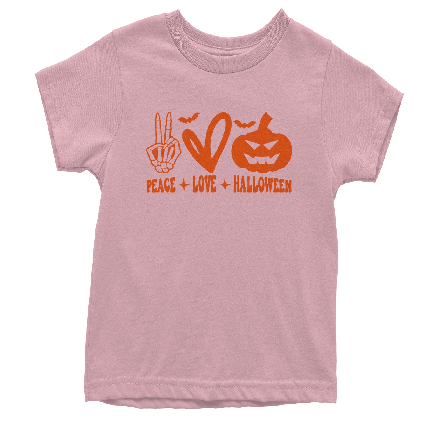 Peace, Love and Halloween Youth T-shirt Light Pink